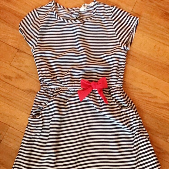 Cutes Stripped Navy Blue & White Dress with a bow - Picture 1 of 3
